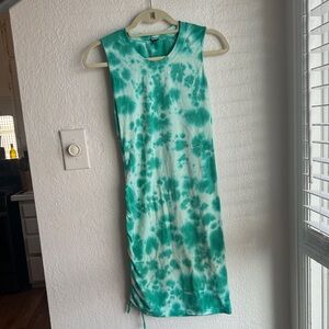 Monrow Teal Tie-Dye Sleeveless Midi Dress